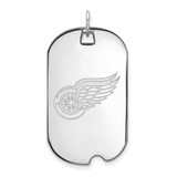 Image of Sterling Silver Rhodium-plated NHL LogoArt Detroit Red Wings Large Dog Tag Pendant