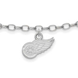 Image of Sterling Silver Rhodium-plated NHL LogoArt Detroit Red Wings 9 inch Anklet