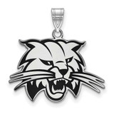 Image of Sterling Silver Rhodium-plated LogoArt Ohio University Bobcat Large Enameled Pendant