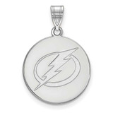 Image of Sterling Silver Rhodium-plated NHL LogoArt Tampa Bay Lightning Large Disc Pendant