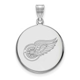 Image of Sterling Silver Rhodium-plated NHL LogoArt Detroit Red Wings Large Disc Pendant
