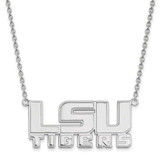 Image of 14k White Gold LogoArt Louisiana State University L-S-U Tigers Large Pendant 18 inch Necklace
