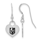 Image of Sterling Silver Rhodium-plated NHL LogoArt Vegas Golden Knights Enamel Dangle Earrings