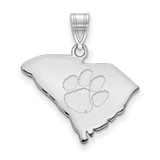 Image of Sterling Silver Rhodium-plated LogoArt Clemson University State Pendant