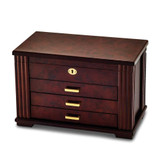 Image of Luxury Giftware Matte Rosewood Burl Veneer 3-drawer Locking Wooden Jewelry Box (Gifts)