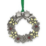 Image of Silver-tone Enameled Metal Story of the Christmas Wreath with Red Stones Ornament in Gift Box with Card (Gifts)