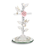 Image of Glass Baron Handcrafted Cross with Hummingbirds Glass Figurine (Gifts)
