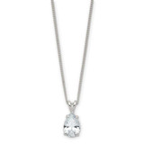 Image of Silver-plated No Tears In Heaven CZ Teardrop 18 inch Necklace with Poem (Gifts)