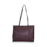 Image of Cafe Top Grain Vaquetta Leather Zip-Top Slim Tote Bag (Gifts)