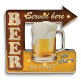 Image of Beer Served Here On Draft Metal and LED Light Wall Sign (Gifts)
