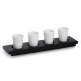 Image of Beer Taster Flight with White Marble Shot Glasses on Black Marble Serving Tray (Gifts)