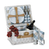 Image of Boothbay White Handwoven Willow Picnic Basket with Service for 2 (Gifts)