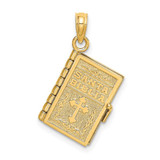 Image of 10K Yellow Gold 3-D Moveable Santa Biblia Book/Spanish Bible Pendant