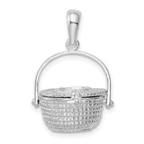 Image of De-Ani Sterling Silver Rhodium-Plated Polished 3D Nantucket Basket Pendant