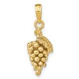 Image of 14K Yellow Gold 3-D Grapes w/ Stem and Leaf Pendant