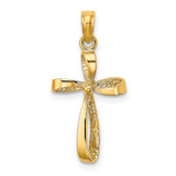 Image of 10K Yellow Gold 3-D Engraved Polished Twisted Cross Pendant