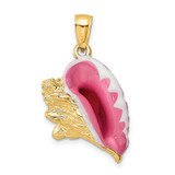 Image of 14K Yellow Gold 3-D Enamel Conch Shell Pendant K6655