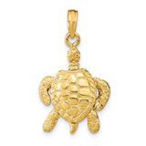 Image of 14K Yellow Gold 3-D Sea Turtle with Moveable Head and Legs Pendant