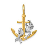 Image of 14K Two-tone Gold 3-D Anchor and Mermaid Pendant