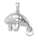 Image of Sterling Silver Rhodium-Plated Medium Manatee Pendant