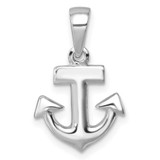 Image of Sterling Silver Rhodium-Plated Polished Anchor Pendant PLP-031
