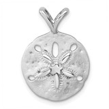 Image of Sterling Silver Rhodium-Plated Polished and Brushed Sand Dollar Pendant