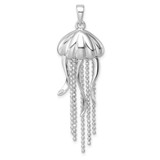 Image of Sterling Silver Rhodium-plated Polished Moveable Jelly Fish Pendant