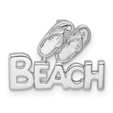 Image of Sterling Silver Rhodium-Plated Polished Double Flipflop & Beach Pendant