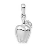 Image of De-Ani Sterling Silver Rhodium-Plated Polished 3D Apple Pendant