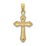 Image of 10K Yellow Gold Diamond-cut w/ Beaded Edge Cross Pendant