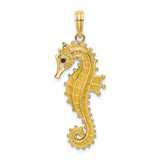 Image of 14K Yellow Gold 3-D Enamel Seahorse Pendant