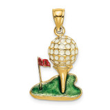 Image of 14K Yellow Gold w/ Enamel and 2-D Golf Ball Pendant