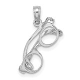 Image of 14K White Gold 3-D Moveable Glasses Pendant