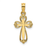 Image of 14K Yellow Gold Polished and Cut-Out Engraved Cross Pendant