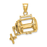 Image of 14K Yellow Gold Moveable 3D Fishing Reel Pendant