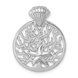 Image of Sterling Silver Rhodium-plated Polished Starfish and Scallop Shell Reef Pendant