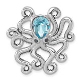Image of Sterling Silver Rhodium-plated Polished Blue Crystal Octopus Pendant