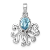 Image of Sterling Silver Rhodium-plated Polished Crystal Octopus Pendant