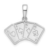 Image of De-Ani Sterling Silver Polished 4 Aces Good Luck Playing Cards Pendant