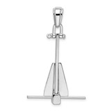 Image of De-Ani Sterling Silver Rhodium-Plated Polished 3D Moveable Danforth Anchor Pendant