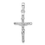 Image of De-Ani Sterling Silver Rhodium-Plated Polished Crucifix Cross Pendant