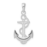 Image of De-Ani Sterling Silver Rhodium-Plated Polished Anchor with Rope Pendant