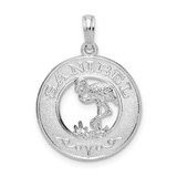 Image of De-Ani Sterling Silver Rhodium-Plated Polished Sanibel Circle with Flamingo Pendant