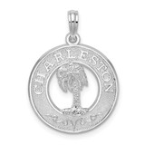 Image of De-Ani Sterling Silver Rhodium-Plated Charleston Circle with Palm Tree Pendant