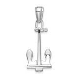 Image of De-Ani Sterling Silver Rhodium-Plated Polished 3D Large Navy Anchor Pendant