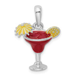 Image of De-Ani Sterling Silver Rhodium-Plated Polished Enameled Margarita Pendant