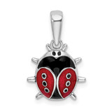 Image of De-Ani Sterling Silver Rhodium-Plated Polished 3D Enameled Ladybug Pendant