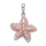 Image of De-Ani Sterling Silver Rhodium-Plated Polished Enameled Starfish Pendant