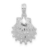 Image of De-Ani Sterling Silver Rhodium-Plated Polished Lions Paw Shell Pendant