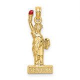 Image of 14K Yellow Gold w/ Enamel Flame Statue Of Liberty NEW YORK Pendant
